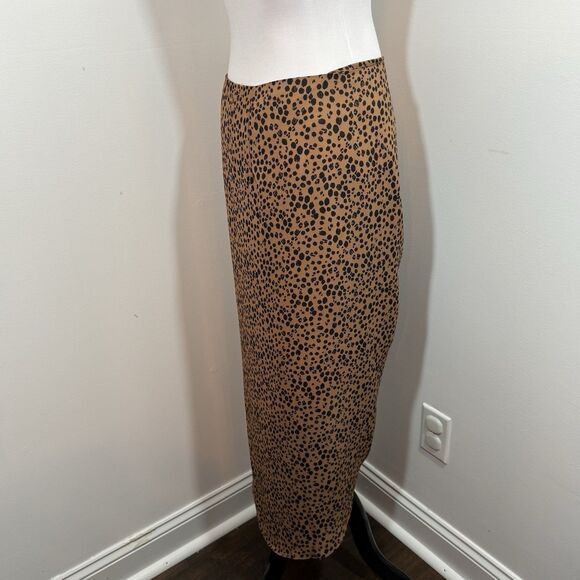 BB Dakota Leopard Print Skirt 8 Front Split Chiffon Ruched $98 - Picture 4 of 10